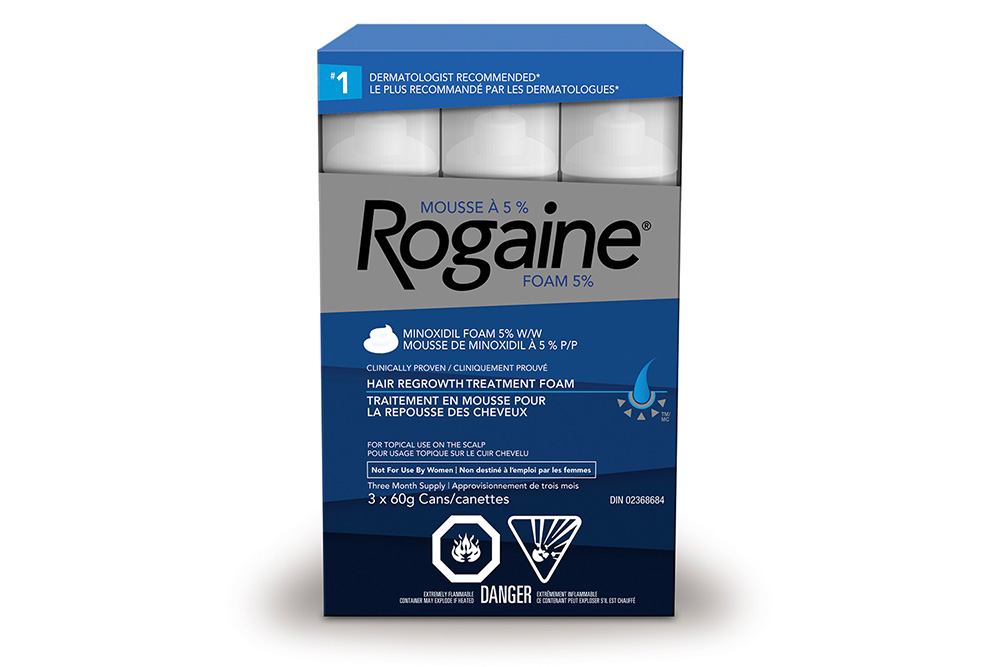 mens ROGAINE® 5% foam hair regrowth treatment box